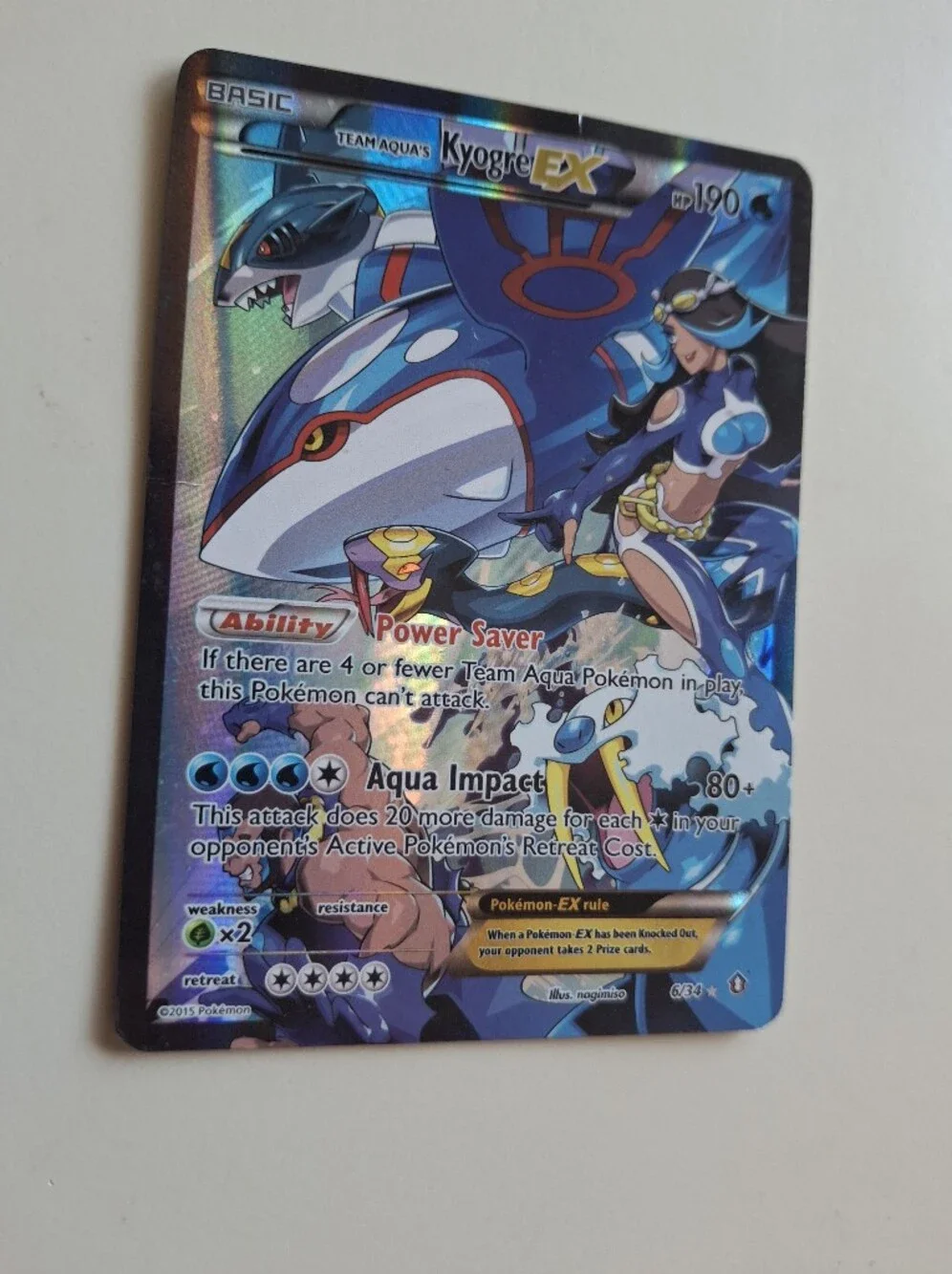Pokemon TCG Team Aqua's Kyogre EX Ultra Rare Double Crisis 6/34